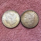 2 x 1880-S.  1-  LARGE S / 1-SMALL- S   MORGAN SILVER DOLLAR COINS.  # 12