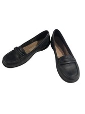 Clark s Collection Ashland Lily Loafers Women s 6.5 Navy Blue Leather Cushioned
