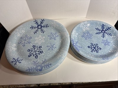 HOME / TARGET 4 Sets Dinner & Salad Plate Set Winter Blue White/Blue Snowflakes