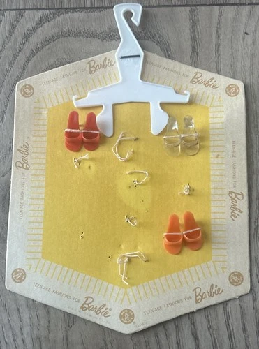 Vintage Barbie Open Toe Shoes New On Original Card 3 Pairs