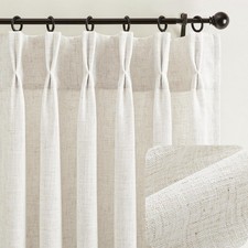 Pinch Pleat Cafe Curtains 45 inch Length Linen Pinch Pleat Curtain for Kitche...