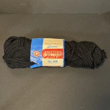 Vintage American Thread Co Dawn Knitting Worsted 100% WOOL Yarn Black Partial 