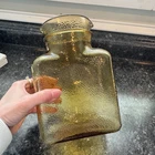 Vintage Honey Amber Pebble Textured Glass Water Vase Blenko Style Mid Century