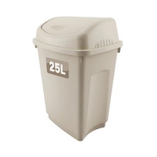 Image of Plastic Swing Top Lid Dust Waste Bin Home Kitchen Office Rubbish 25L & 50L Taupe
