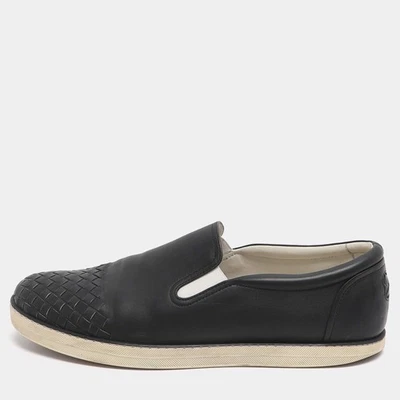 Baskets à enfiler en cuir Intrecciato noir Bottega Veneta Dodger taille 44,5 - Photo 1/4