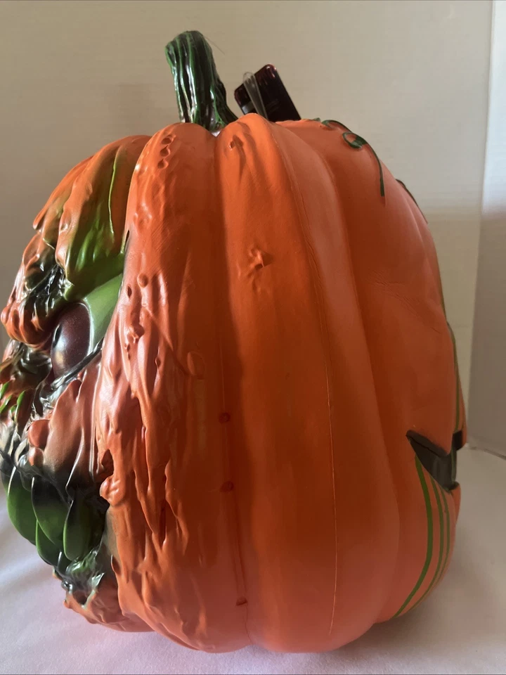 Pumpkin Head Mask Creepy Two-Sided Halloween Costume Face Latex Scary Cosplay - Image 4 of 4