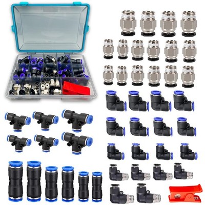 47 PCS Hose Fitting Kit NPT Thread Push To Connect Nylon Tubing Quick Lines