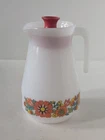 Vintage Schott Mainz Jena Glass Jena Opaline Milk Glass Pitcher 70's Floral