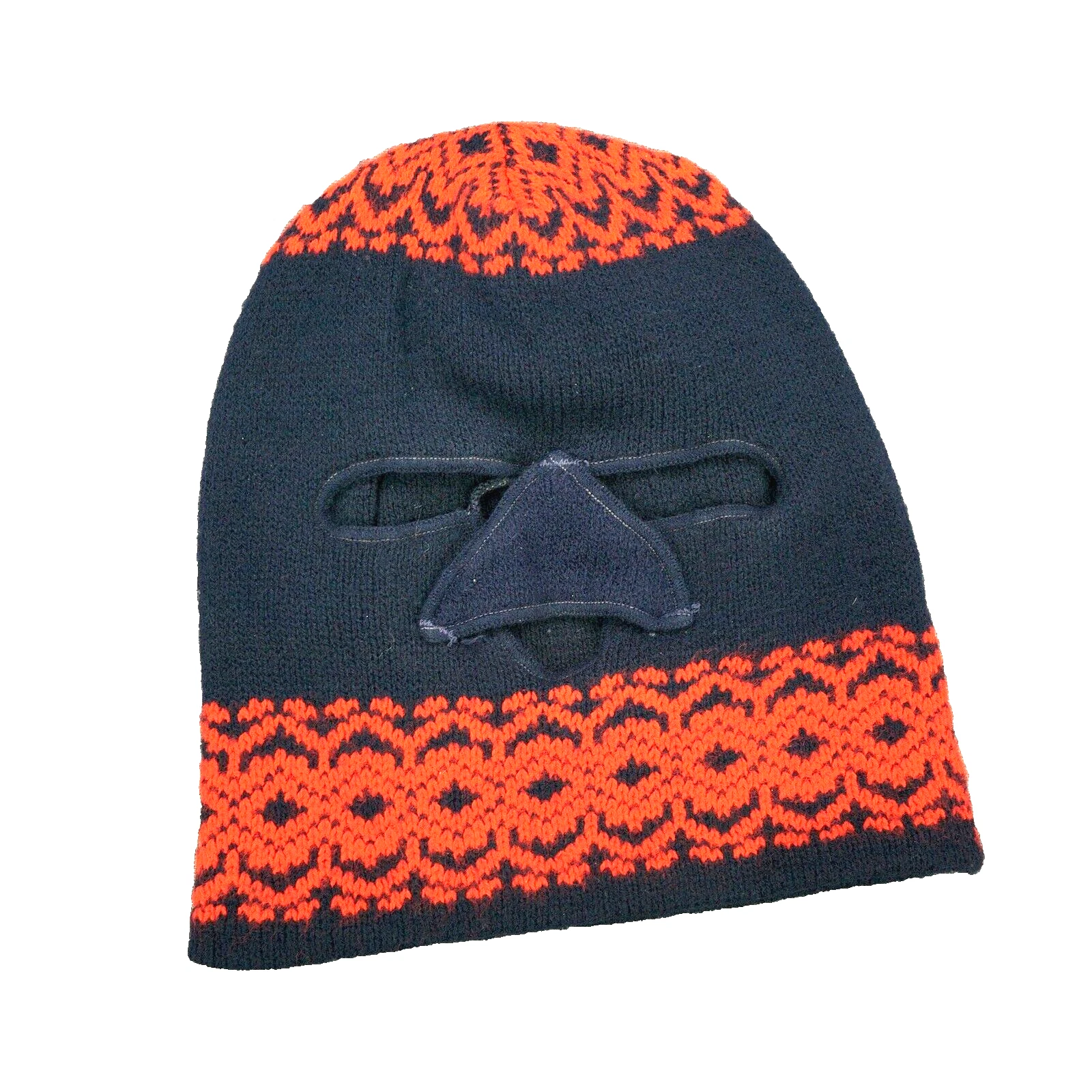 Vintage Ski Mask 3 Hole Balaclava Knit Nose Flap Blue Red Retro 70s 80s Winter
