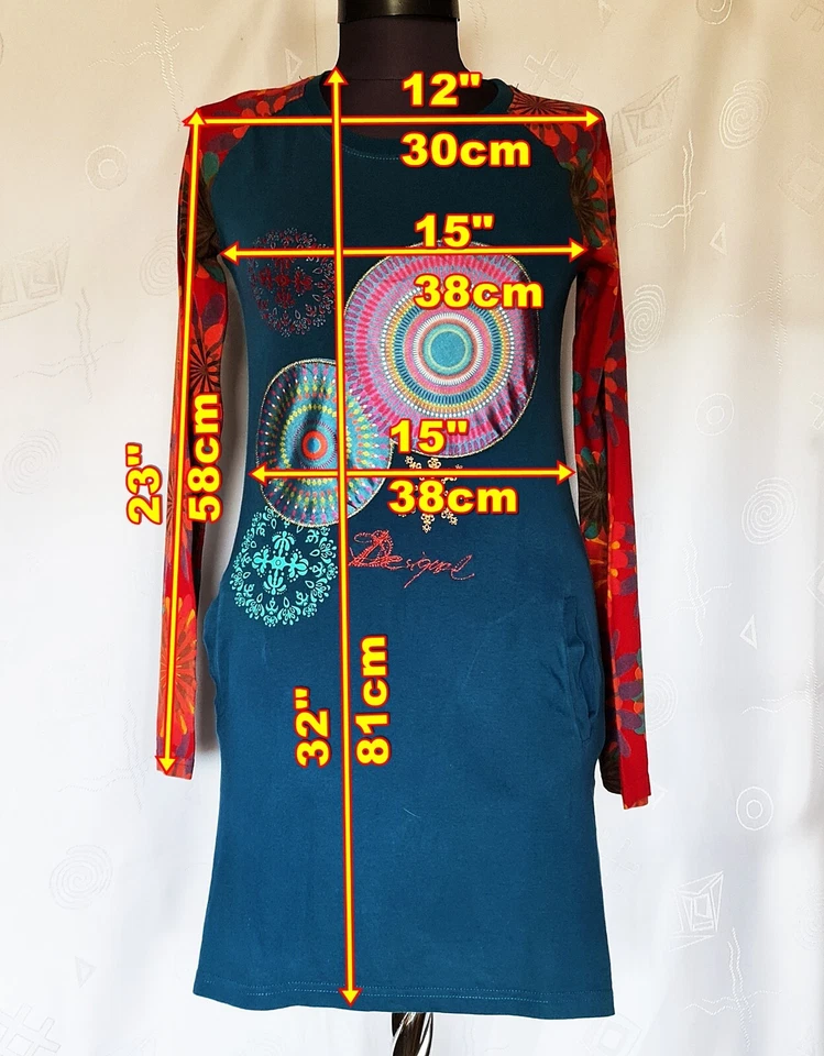 AUTHENTIC DESIGUAL GEOMETRIC ART LOGO BLUE COTTON GIRL DRESS SIZE US13/14;EU 158 - Image 2 of 4