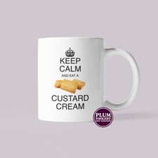 Keep Calm and Eat A Custard Cream Mug - British Biscuit Gift - Funny Food Gifts