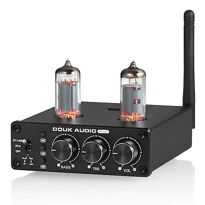 DOUK AUDIO HiFi Bluetooth Röhrenvorverstärker Stereo Valve Tube Preamp Treble Bass Control