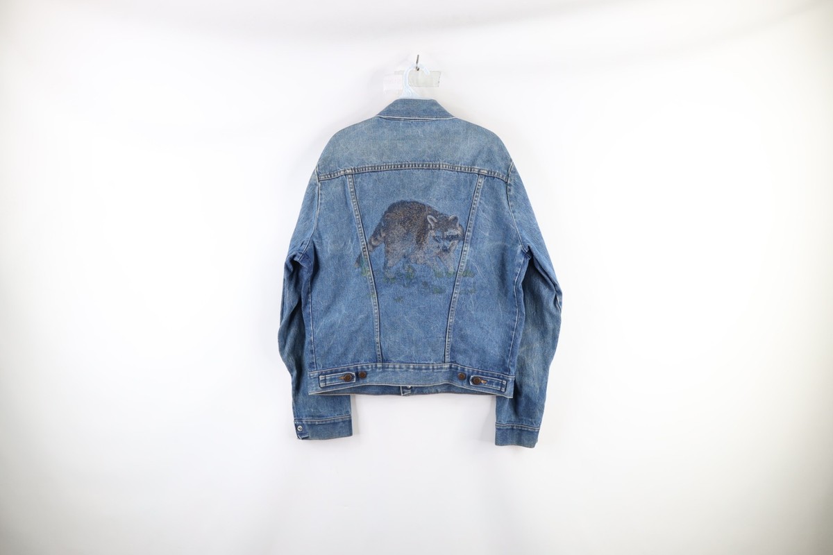 Vintage 70s Streetwear Mens 44 Distressed 14 oz Denim Trucker