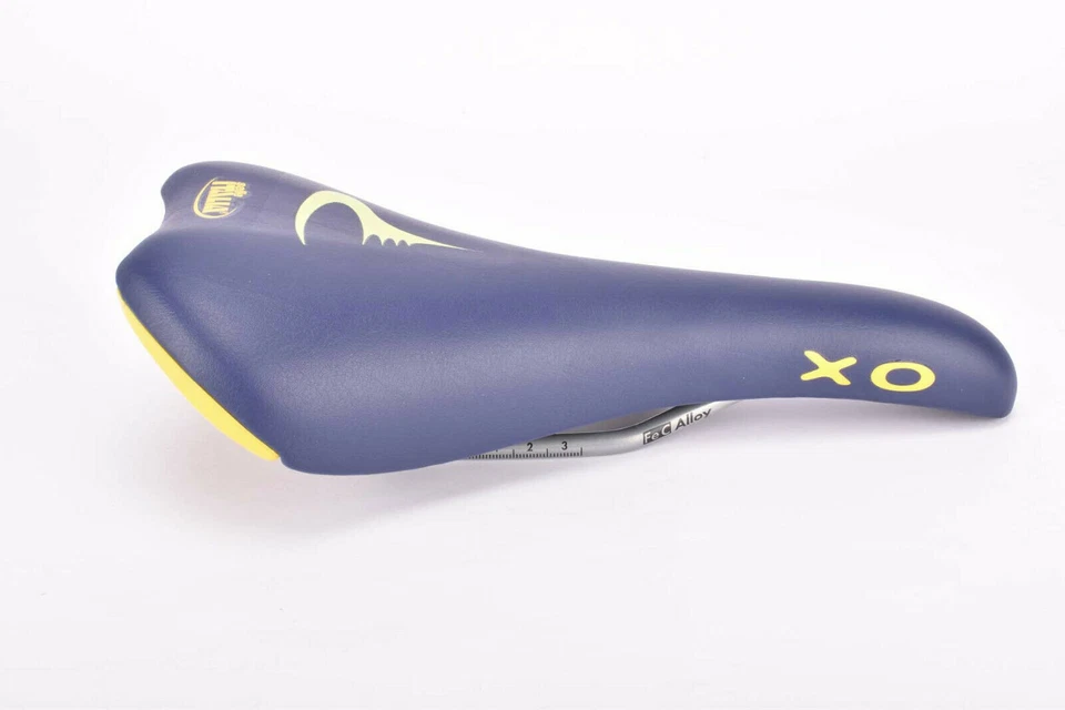NOS Blue & Yellow / Green ish Pinarello labled Selle Italia XO Saddle 2000s - Image 2 of 4