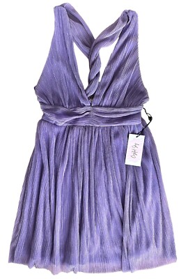 Crystal Sky Junior's Tulle Mini Dress Twist Back Sleeveless Size M Lavender