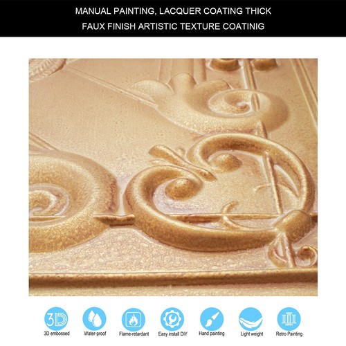 DIY metallic ceiling tile Vintage wall panel 2'X2' PL22 Vintage brown gold 10pcs - Picture 3 of 20