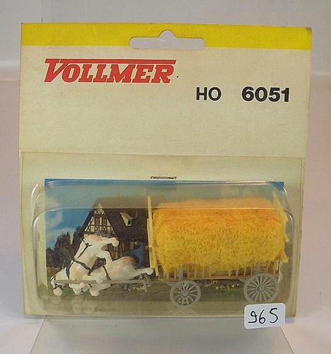 Vollmer H0 6051 antiguo equipo de caballos con carro de heno embalaje original #965 | Condition: Gebraucht