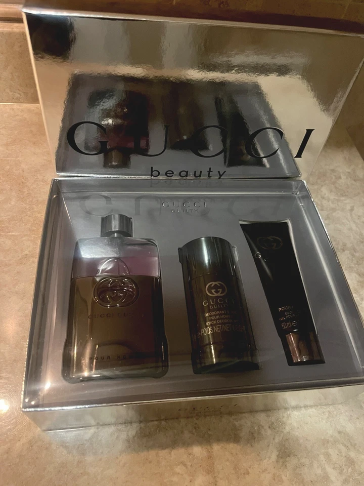 Gucci Hombre 3 piezas. Guilty Pour Homme Eau De Parfum Set de Regalo (último) TOTALMENTE NUEVO Foto 3 de 4