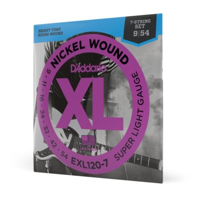 D'Addario 09-54 Super Light 7-String, XL Nickel Electric Guitar Strings