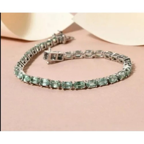 CZ Green Amethyst Tennis Bracelet , Tennis Bracelet ,Amethyst Tennis Bracelet,Ge - Picture 3 of 3