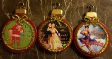 Christmas Santa & Sexy Vixens Signs for Tree Door Wall 3.6" Round Holiday Humor