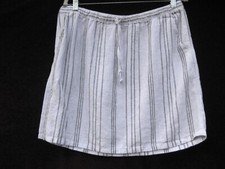 Garnet Hill Skirt B Linen Striped Beauty Drawstring Elastic Waist S NWOT