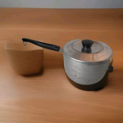 #ad Vintage Sears Stock Pot 3 Quart Stove top Pan 3qt 3L VTG Steel w Lid 605.12073 $29.95
