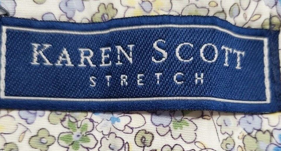 Pantalones capri Karen Scott para mujer talla 12 azul verde blanco amarillo floral Foto 2 de 4