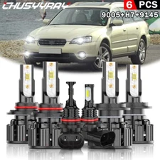 For Subaru Legacy 2008-2009 6x 6000K Front LED Bulbs Headlight Hi/Low + Fog Lamp