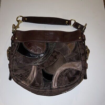 COACH BROWN PATCHWORK ZOE LEATHER HOBO SHOULDER BAG HANDBAG COACH BROWN PATCHWORK ZOE LEATHER HOBO SHOULDER BAG HANDBAG