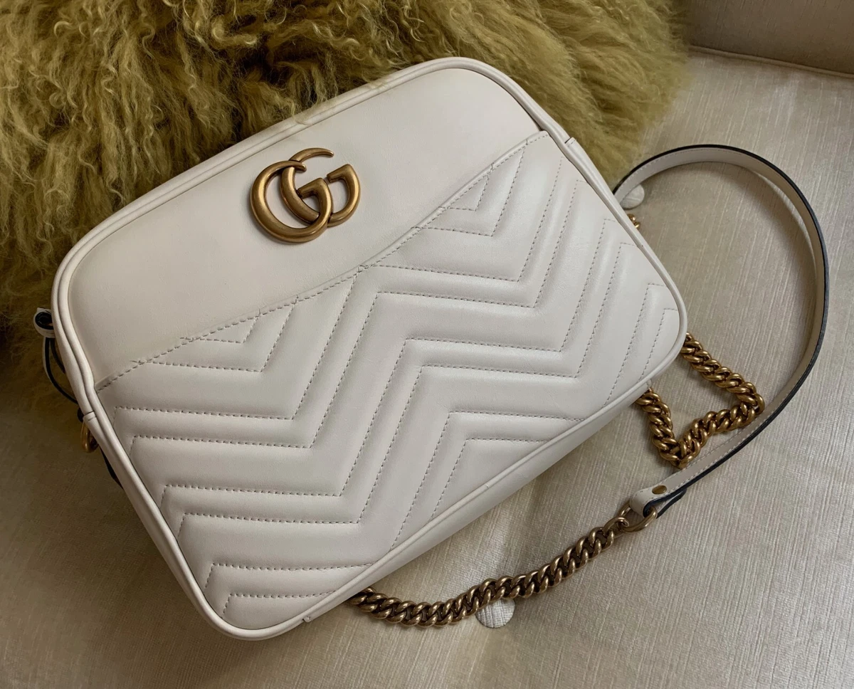 Gucci GG Marmont Matelassé Mini Bag, White, Leather