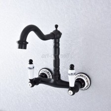 Oil Rubbed Bronze Swivel Spout Bathroom Basin Sink Faucet Mixer Tap Wall Mount