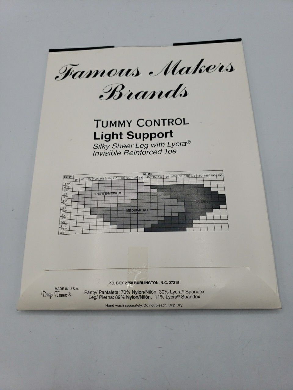 Medium Tall Famous Maker Sheer NUDE  Pantyhose High Waisted Sheer Toe 