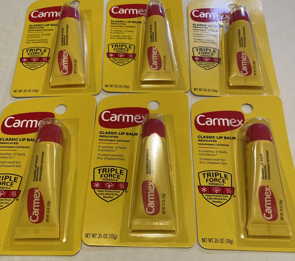 Lot Of 6 Packs Of Carmex Classic Lip Balm Medicated .35 OZ External Analgesic - Image 3 of 4