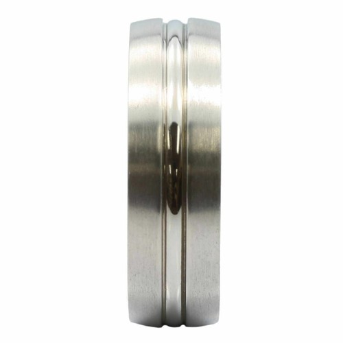 7MM Center Groove With Satin Finish Titanium Wedding Ring - Bild 2 von 5