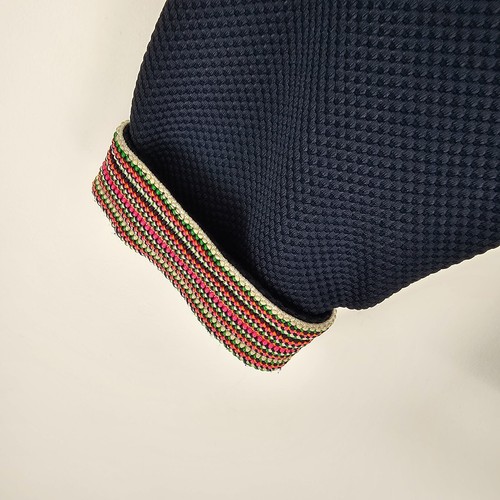 Pom Amsterdam Blazer Womens 40 Navy Stripe Cuff Embellished Charms Lined Jacket - Picture 3 of 13