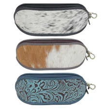 Myra Bag Leather Cowhide Zippered Sunglass Case