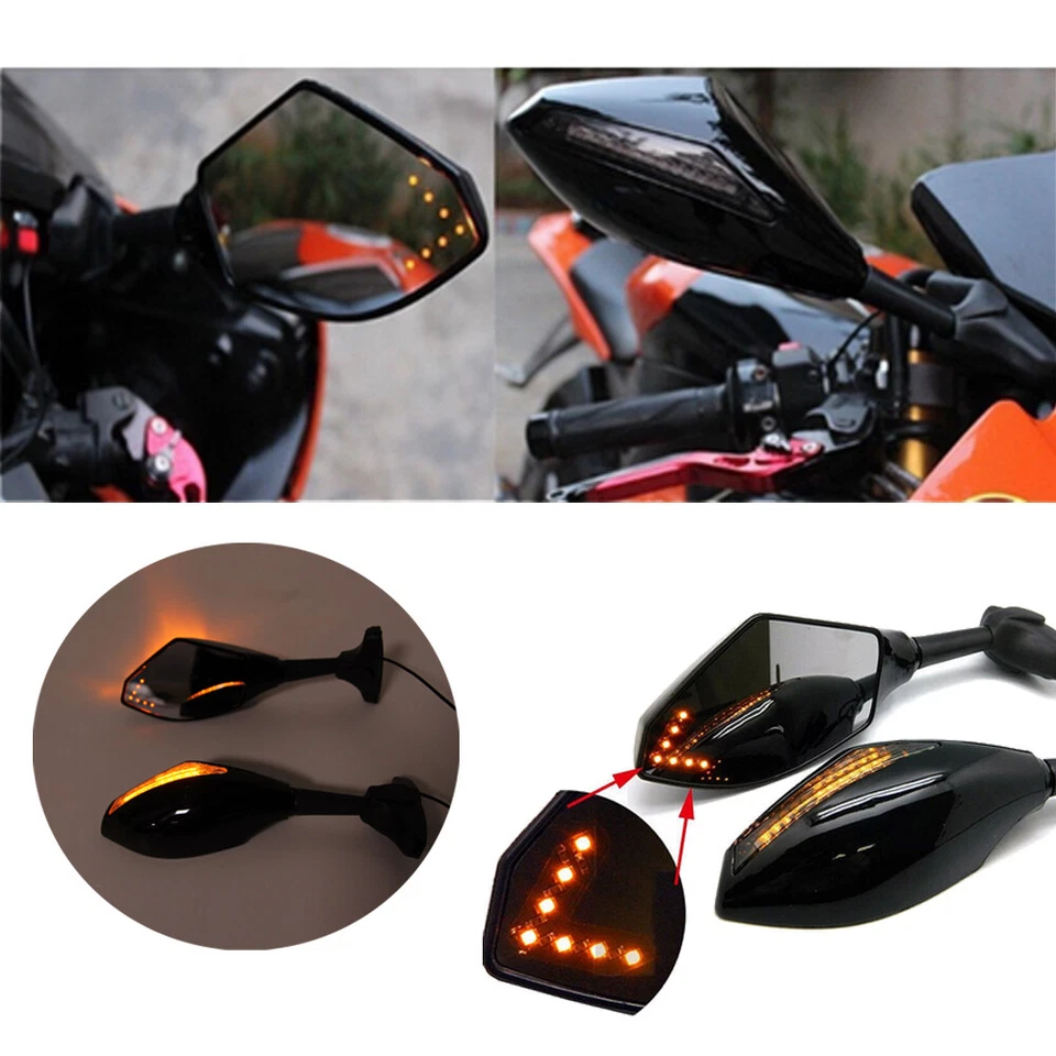 Espejos retrovisores LED para motocicleta Yamaha YZF R1 R6 R6S FZR600 YZF-R1 YZF-R6 Foto 3 de 4