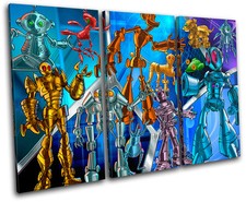 Robots Boys For Kids Room TREBLE CANVAS WALL ART Picture Print VA