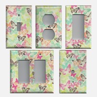 Multi Color Butterflies On Beige Background Light Switchplates & Outlet Covers Multi Color Butterflies On Beige Background Light Switchplates & Outlet Covers