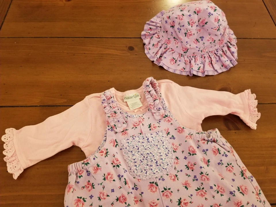 Naartjie Juego de 3 Piezas Rosa Lavanda Borde de Encaje 6-12 Meses Nuevo con Etiquetas Foto 3 de 4