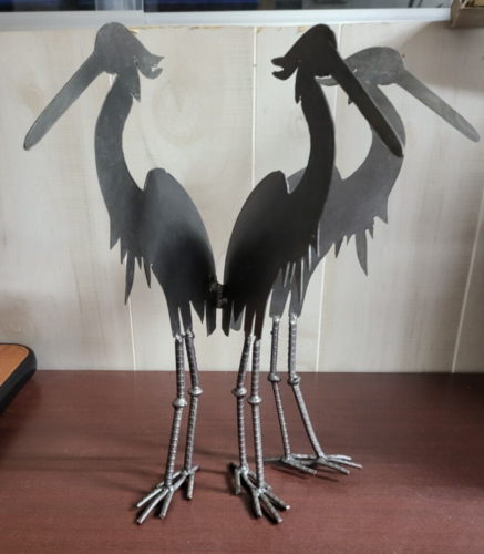 Steel Flamingo Yard Ornaments Hinged 16"H