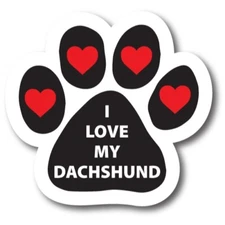 I Love My Dachshund Pawprint Car Magnet 5" Paw Print Auto Truck Decal Magnet