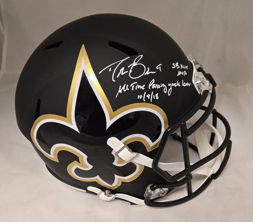 Drew Brees Signed SB MVP Saints Amp Full Size Football Helmet Beckett Auto
