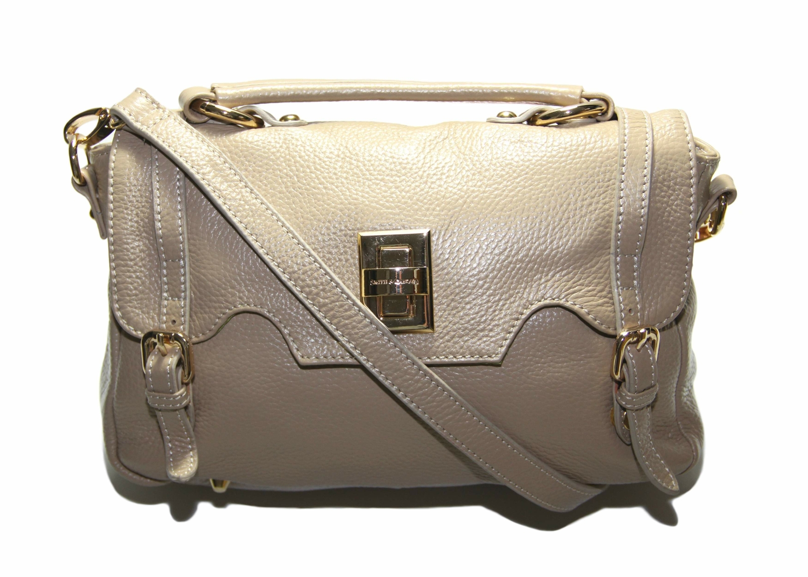 Smith and Canova Womens Beige Genuine Leather Satchel Shoulder Bag Handbag