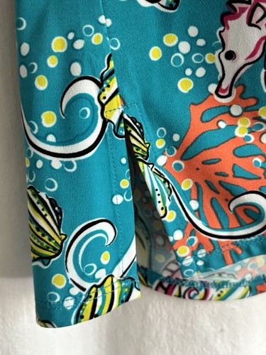 Island Republic Seahorse & Coral V-neck Blue-Green Tunic Top Size M - Bild 4 von 10