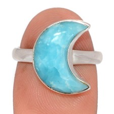 Moon - Smithsonite 925 Sterling Silver Ring Jewelry s.7 CR75487