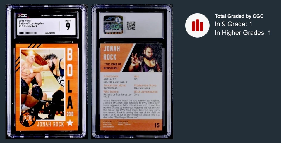 Bronson Reed /Jonah Rock 2018 PWG BOLA #15 Rookie RC Walter / Gunther CGC 9 - Image 4 of 4