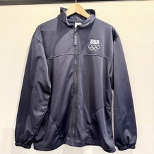 Vintage USA Olympic Committee Track Jacket Full Zip Navy Made in USA Large