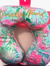 Lilly Pulitzer "Paradise Found"  Plush Travel Neck Pillow and Eye Mask Set